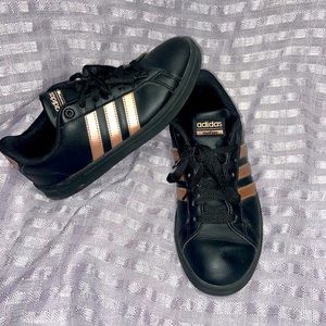 Adidas baseline black and gold sneakers